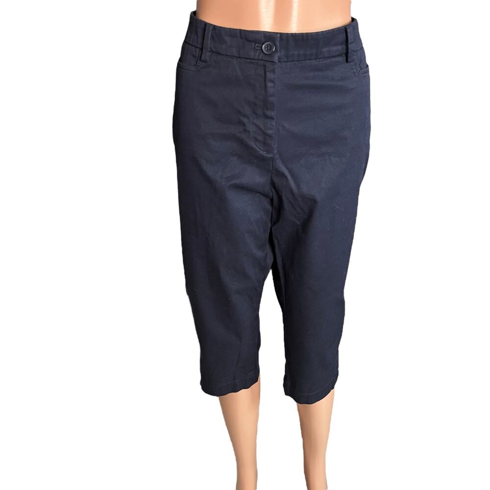 Talbots Perfect Skimmer Capri Pants Navy Blue 14P Summer Vacation Cruise Resort